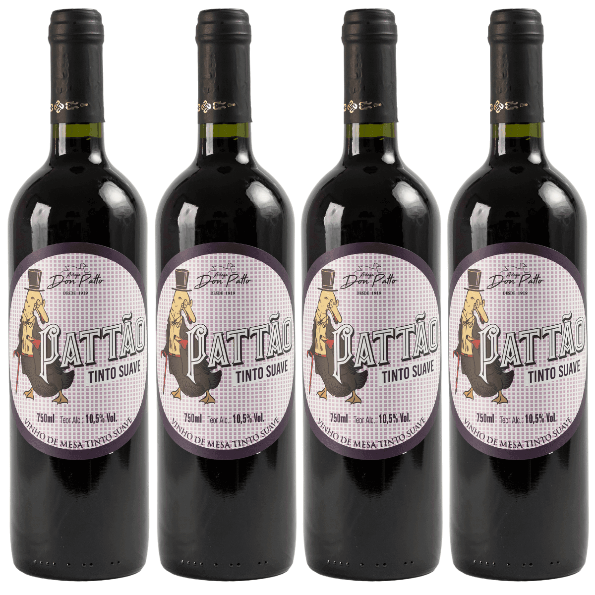 Kit 4 Vinhos Tinto Suave de Mesa Pattão 750 ml